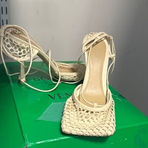 Bottega Veneta Cream Mesh Heels